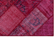 Iskece 26542 Red Patchwork Wool Handmade Area Rug 3'11" x 5'11"