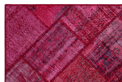 Iskece 26542 Red Patchwork Wool Handmade Area Rug 3'11" x 5'11"