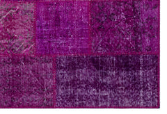 Iskece 26544 Pink Patchwork Wool Handmade Area Rug 3'11" x 5'11"