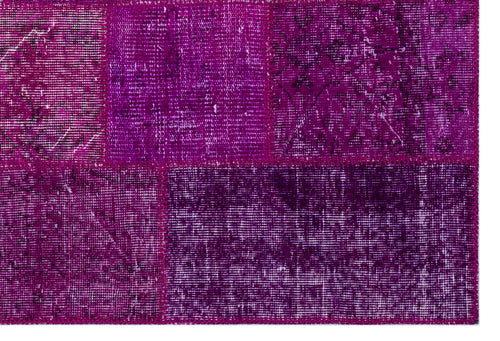 Iskece 26544 Pink Patchwork Wool Handmade Area Rug 3'11" x 5'11"