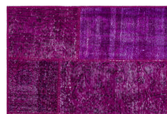 Iskece 26544 Pink Patchwork Wool Handmade Area Rug 3'11" x 5'11"