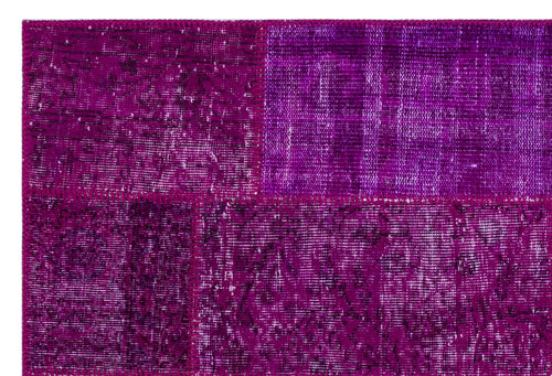 Iskece 26544 Pink Patchwork Wool Handmade Area Rug 3'11" x 5'11"