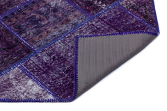 Iskece 26545 Purple Patchwork Wool Handmade Area Rug 3'11" x 5'11"