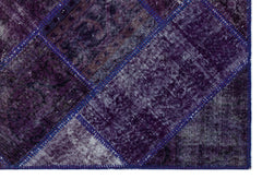 Iskece 26545 Purple Patchwork Wool Handmade Area Rug 3'11" x 5'11"