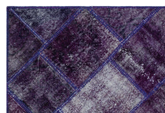 Iskece 26545 Purple Patchwork Wool Handmade Area Rug 3'11" x 5'11"