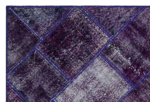 Iskece 26545 Purple Patchwork Wool Handmade Area Rug 3'11" x 5'11"