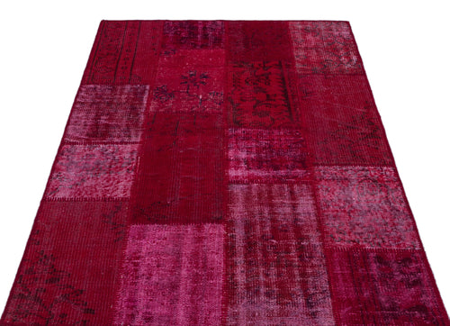Iskece 26562 Red Patchwork Wool Handmade Area Rug 3'11" x 5'11"
