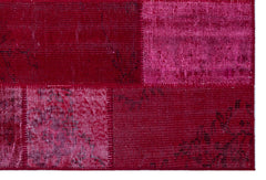 Iskece 26562 Red Patchwork Wool Handmade Area Rug 3'11" x 5'11"