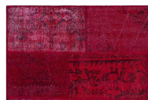 Iskece 26562 Red Patchwork Wool Handmade Area Rug 3'11" x 5'11"