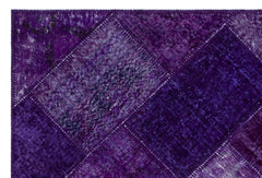 Iskece 26564 Purple Patchwork Wool Handmade Area Rug 3'11" x 5'11"