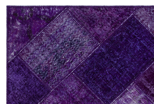 Iskece 26564 Purple Patchwork Wool Handmade Area Rug 3'11" x 5'11"