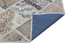 Iskece 26570 Beige Patchwork Wool Handmade Area Rug 3'11" x 5'11"