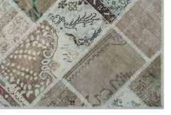 Iskece 26570 Beige Patchwork Wool Handmade Area Rug 3'11" x 5'11"