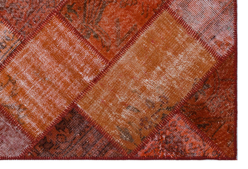 Iskece 26588 Red Patchwork Wool Handmade Area Rug 3'11" x 5'11"