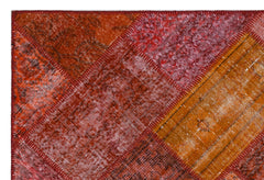 Iskece 26588 Red Patchwork Wool Handmade Area Rug 3'11" x 5'11"