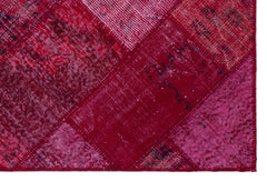 Iskece 26600 Red Patchwork Wool Handmade Area Rug 3'11" x 5'11"