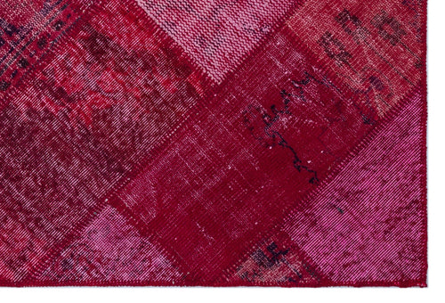 Iskece 26600 Red Patchwork Wool Handmade Area Rug 3'11" x 5'11"