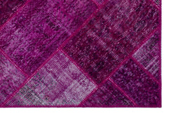Iskece 26604 Pink Patchwork Wool Handmade Area Rug 3'11" x 5'11"