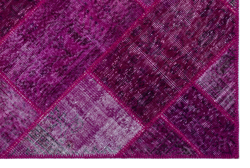 Iskece 26604 Pink Patchwork Wool Handmade Area Rug 3'11" x 5'11"