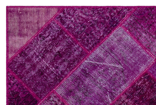 Iskece 26604 Pink Patchwork Wool Handmade Area Rug 3'11" x 5'11"