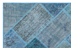 Iskece 26605 Blue Patchwork Wool Handmade Area Rug 3'11" x 5'11"
