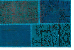 Iskece 26606 Turquoise Patchwork Wool Handmade Area Rug 3'11" x 5'11"
