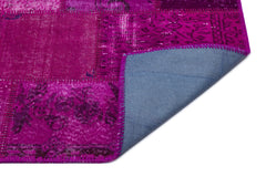 Iskece 26609 Pink Patchwork Wool Handmade Area Rug 3'11" x 5'11"