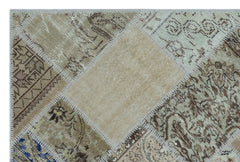 Iskece 26612 Beige Patchwork Wool Handmade Area Rug 3'11" x 5'11"