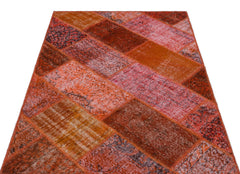 Iskece 26624 Red Patchwork Wool Handmade Area Rug 3'11" x 5'11"