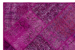 Iskece 26630 Pink Patchwork Wool Handmade Area Rug 3'11" x 5'11"