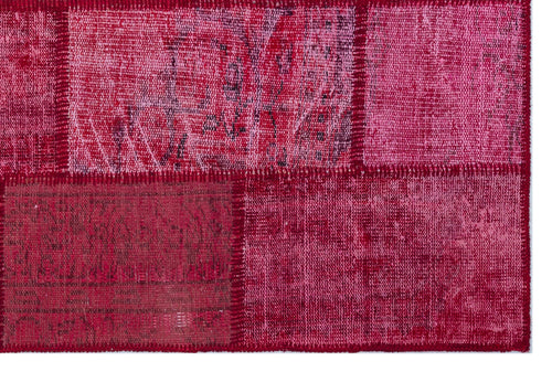Iskece 26633 Red Patchwork Wool Handmade Area Rug 3'11" x 5'11"