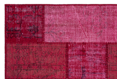 Iskece 26633 Red Patchwork Wool Handmade Area Rug 3'11" x 5'11"