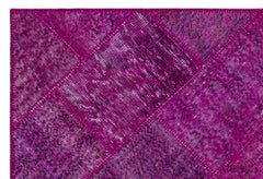 Iskece 26644 Pink Patchwork Wool Handmade Area Rug 3'11" x 5'11"