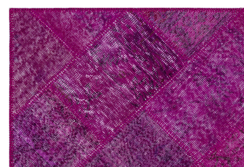 Iskece 26644 Pink Patchwork Wool Handmade Area Rug 3'11" x 5'11"
