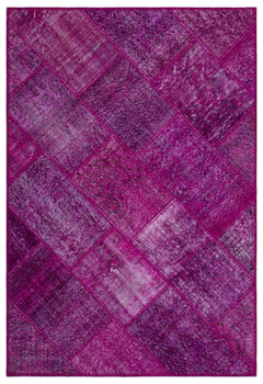 Iskece 26644 Pink Patchwork Wool Handmade Area Rug 3'11" x 5'11"
