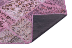 Iskece 26651 Pink Patchwork Wool Handmade Area Rug 3'11" x 5'11"