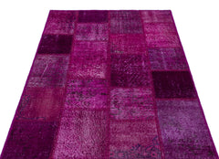Iskece 26657 Pink Patchwork Wool Handmade Area Rug 3'11" x 5'11"