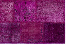 Iskece 26657 Pink Patchwork Wool Handmade Area Rug 3'11" x 5'11"