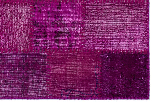 Iskece 26657 Pink Patchwork Wool Handmade Area Rug 3'11" x 5'11"