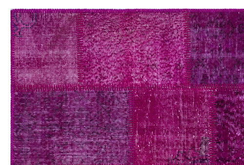 Iskece 26657 Pink Patchwork Wool Handmade Area Rug 3'11" x 5'11"