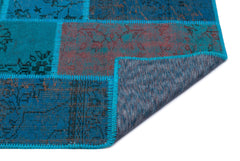 Iskece 26659 Turquoise Patchwork Wool Handmade Area Rug 3'11" x 5'11"