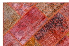 Iskece 26666 Red Patchwork Wool Handmade Area Rug 3'11" x 5'11"