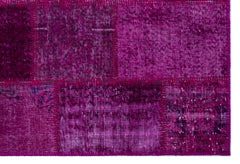 Iskece 26677 Pink Patchwork Wool Handmade Area Rug 3'11" x 5'11"