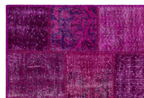 Iskece 26677 Pink Patchwork Wool Handmade Area Rug 3'11" x 5'11"