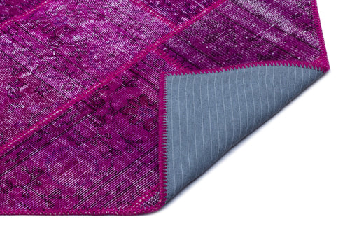 Iskece 26683 Pink Patchwork Wool Handmade Area Rug 3'11" x 5'11"