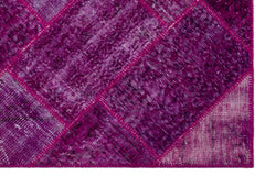Iskece 26683 Pink Patchwork Wool Handmade Area Rug 3'11" x 5'11"