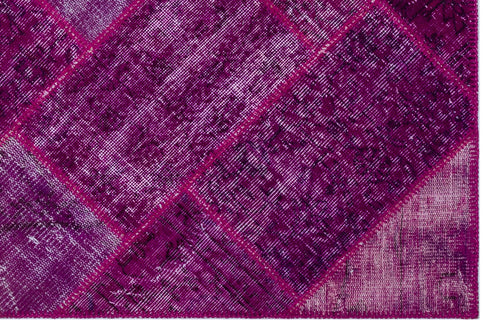 Iskece 26683 Pink Patchwork Wool Handmade Area Rug 3'11" x 5'11"