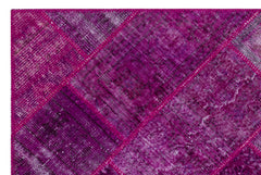 Iskece 26683 Pink Patchwork Wool Handmade Area Rug 3'11" x 5'11"