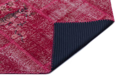 Iskece 26684 Red Patchwork Wool Handmade Area Rug 3'11" x 5'11"