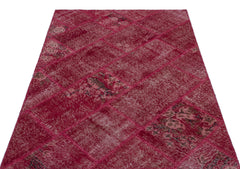 Iskece 26684 Red Patchwork Wool Handmade Area Rug 3'11" x 5'11"